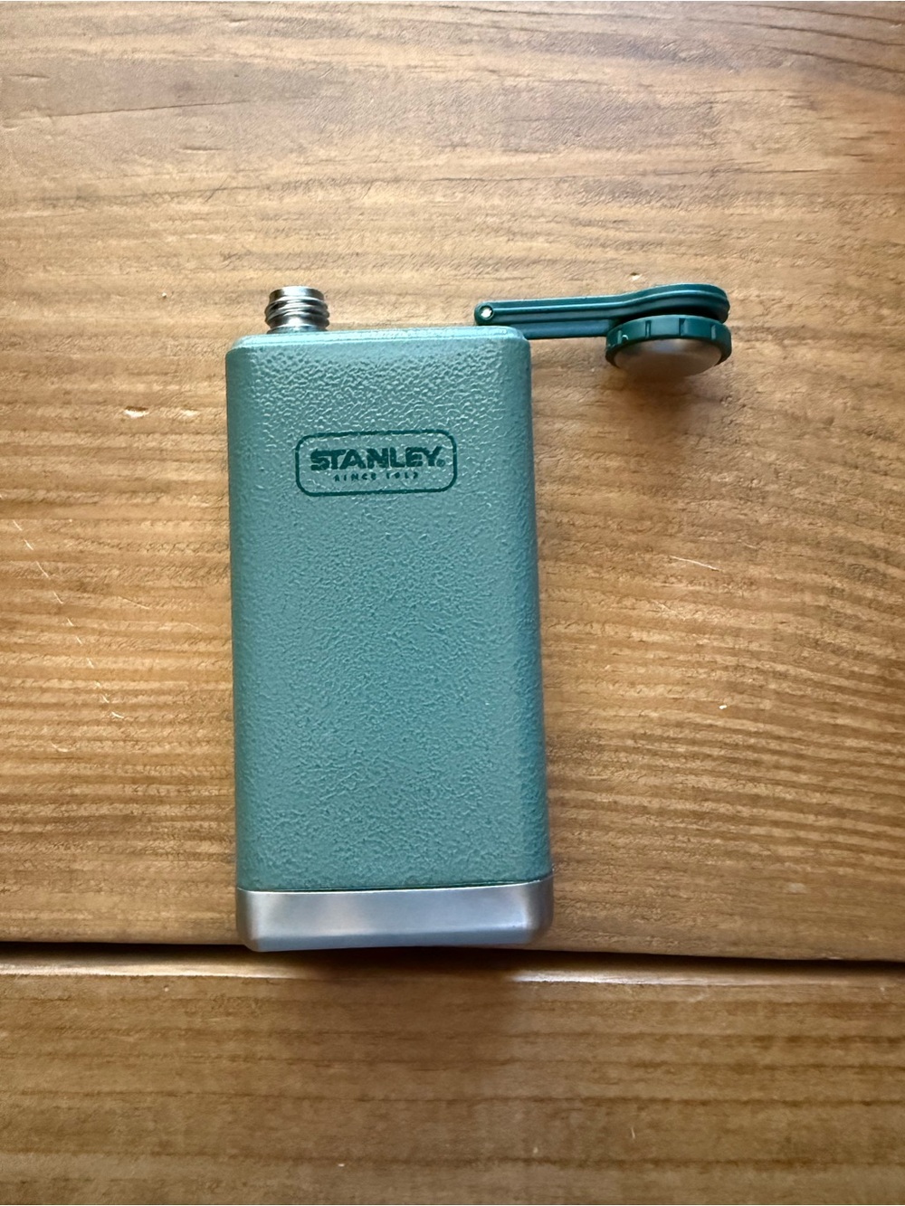 Stanley Green Slim Stainless Flask with Attached Cap